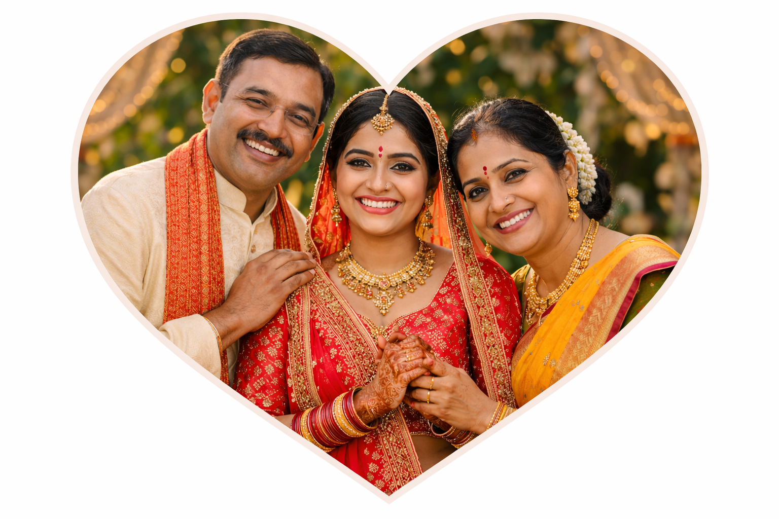 Indian bride with parents